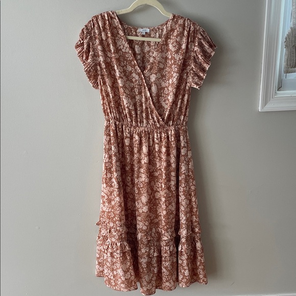 Floral V-Neck Ruffle Dress - Picture 1 of 10